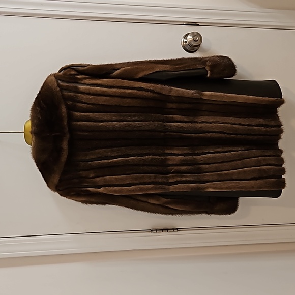 Vintage Genuine Mahogany Mink Sectioned Fur Coat W/Leather (70s-80s) Size XS - Picture 2 of 14